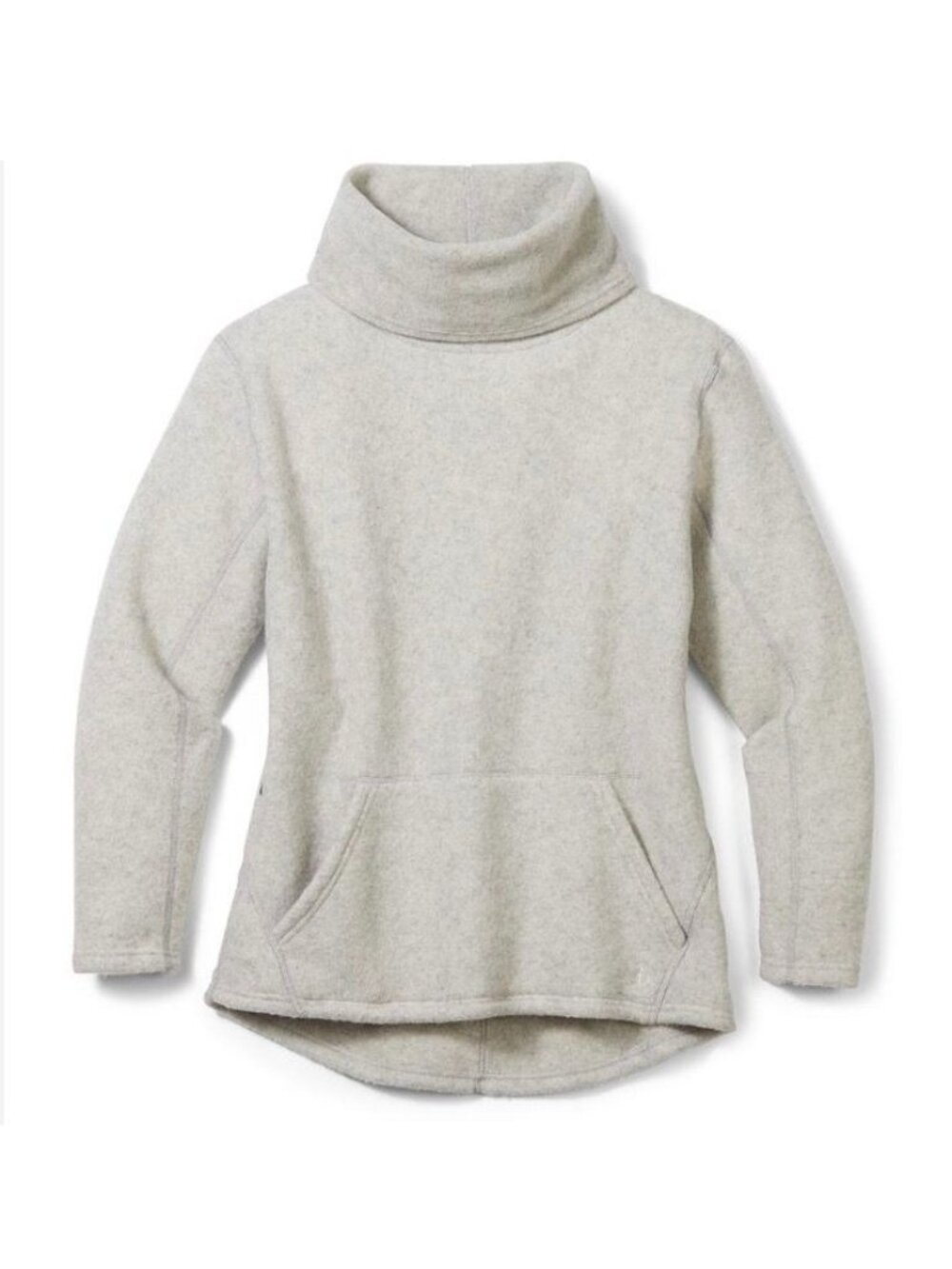 Smartwool Hudson Trail Fleece L Light Gray Cowl Neck Pullover Wool Blend Women